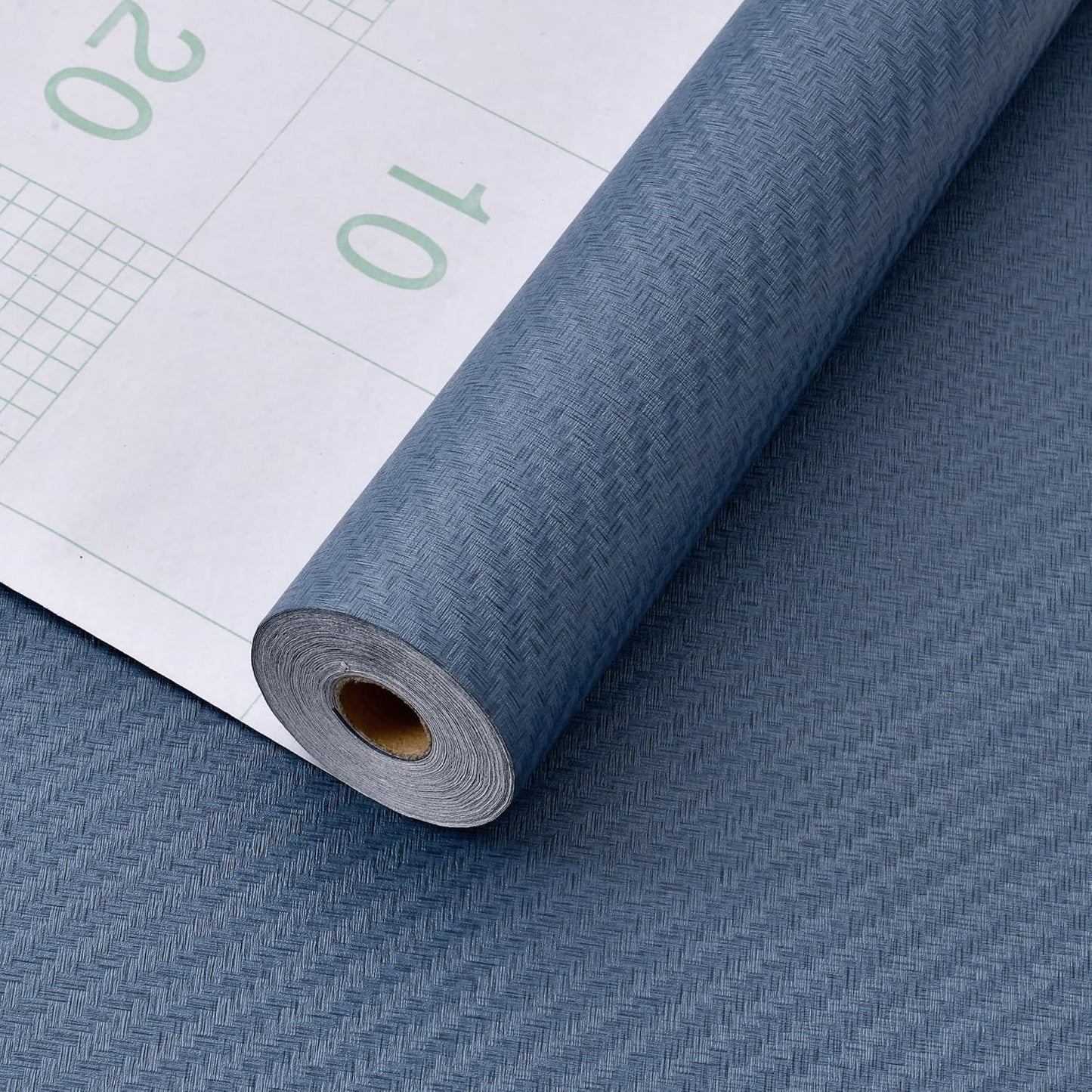 Haimin Fabric Wallpaper Textured Contact Paper (24in X 393in) Navy Blue Grasscloth Wallpaper Peel and Stick Faux Linen Wall Paper Self-Adhesive Vinyl Looks Like Woven Straw