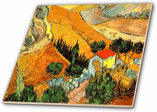 3dRose ct_48156_4 Van Gogh Landscape Ceramic Tile, 12-Inch