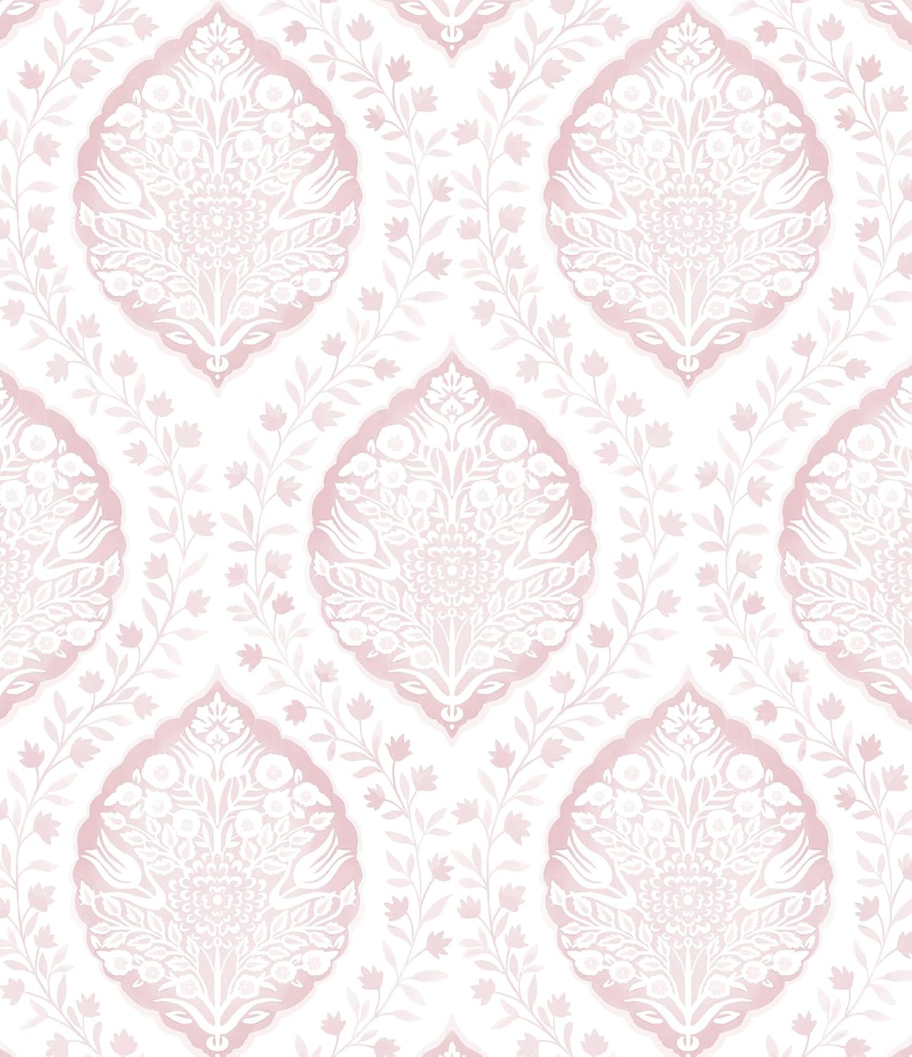 CiCiwind Pink Floral Peel and Stick Wallpaper Farmhouse Removable Self Adhesive Modern Wall Paper for Bedroom Bathroom Light Green Leaf Contact Paper for Cabinets Shelf Drawer 17.3" × 78.7"