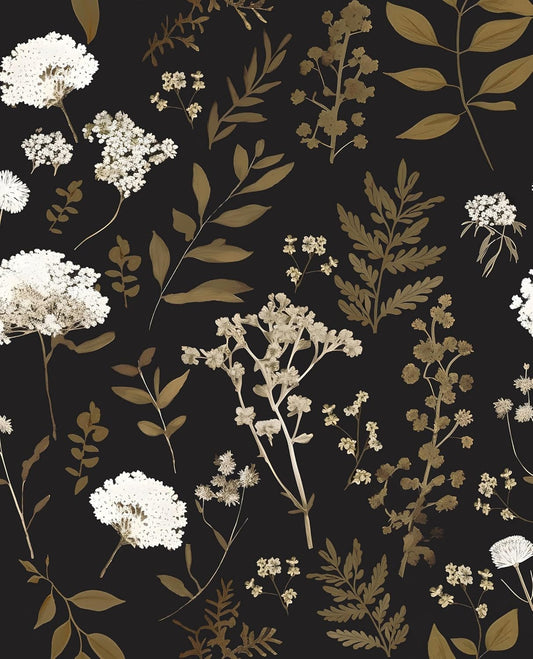 Dark Floral Wallpaper Peel and Stick Boho Wallpaper 17.5in x 393in Vintage Leaf Contact Paper Vinyl Waterproof Self Adhesive Leaf Botanical Wall Paper for Bedroom Walls Kitchen Cabinet