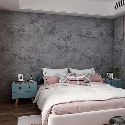 16"×354" Grey Blue Concrete Contact Paper 3D Extra Thick Faux Cement Concrete Wallpaper Peel and Stick Vinyl Textured Removable Adhesive Sticky Wall Tile Sticker for Kitchen Countertop Gym Bathroom