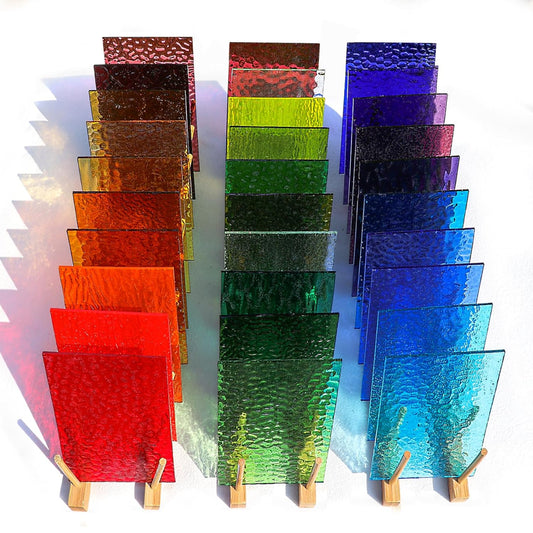 Adrattnay 30Pcs Transparent Stained Glass Sheets 4 x 6in, Cathedral Window Art Glass Supplies with Ripple Texture for Mosaic Tiles Crafts & DIY Home Projects
