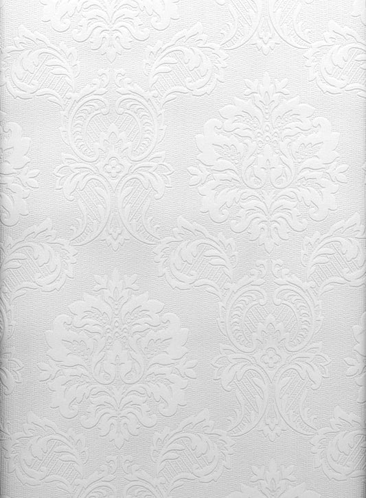 Brewster 429-6705 Paintable Solutions III Damask Paintable Wallpaper, 20.5-Inch by 396-Inch, White