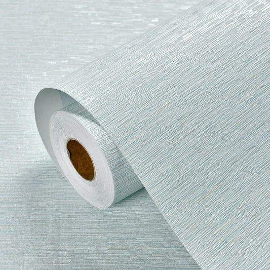 Haimin Grasscloth Wallpaper Peel and Stick 20.9in X 393in Fabric Contact Paper Wall Paper Textured Wallpaper Horizontal Stripes Look Self-Adhesive Thick Vinyl Embossed (Light Blue)