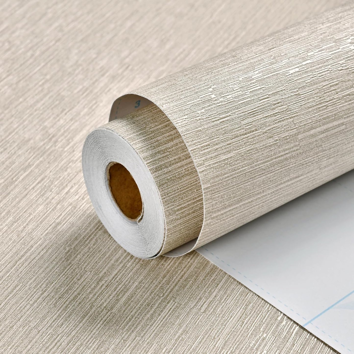 Haimin Grasscloth Wallpaper Peel and Stick 20.9in X 393in Fabric Contact Paper Wall Paper Textured Wallpaper Horizontal Stripes Look Self-Adhesive Thick Vinyl Embossed (Light Blue)