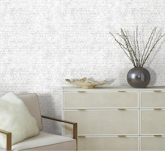 RoomMates RMK12212PLW Nikki Chu White and Gray Ulo Textured Peel and Stick Wallpaper, Roll